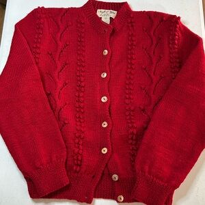 Vintage North of New York Women's Red Knit Cardigan medium